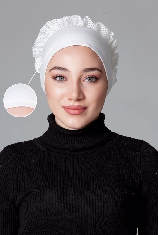 Nanak Siyah Penye Fırfırlı Kaymayan Bone görsel 6