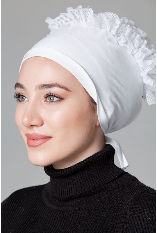 Nanak Siyah Penye Fırfırlı Kaymayan Bone görsel 5