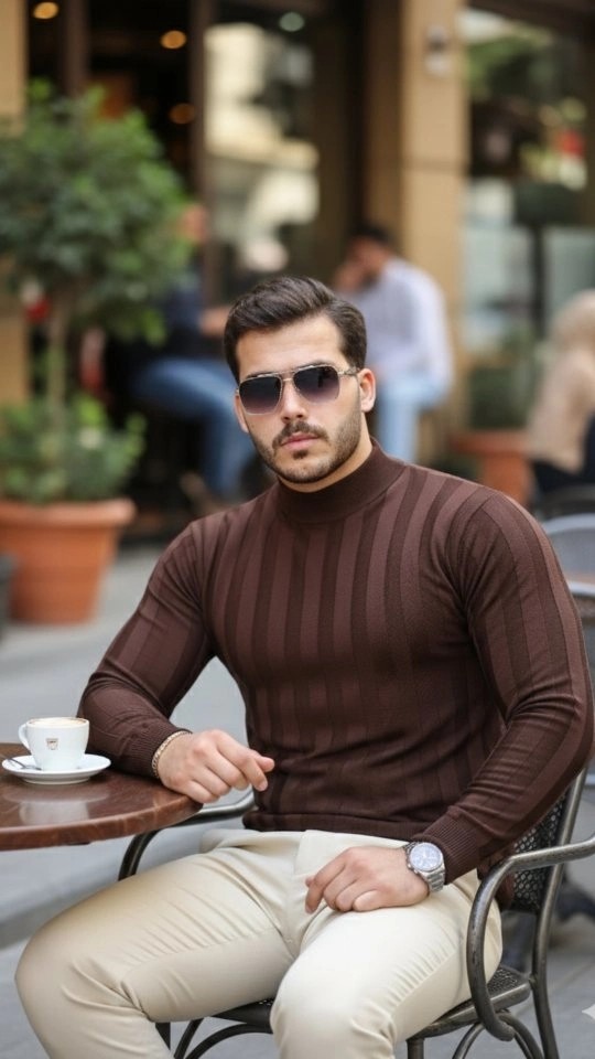 Lune Store Erkek Yarım Balıkçı Yaka Kabartma Desenli Triko görsel 3