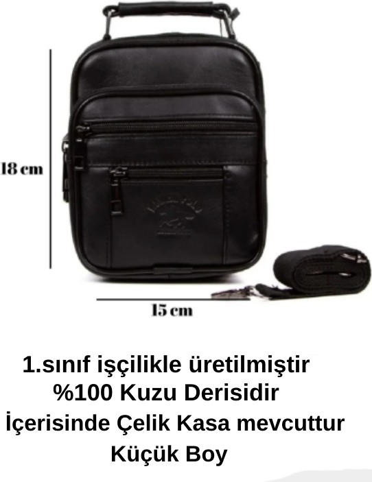 Sannora Bags Siyah %100 Hakiki Deri Erkek Omuz ve El Çantası Çaprazaskılı görsel 4