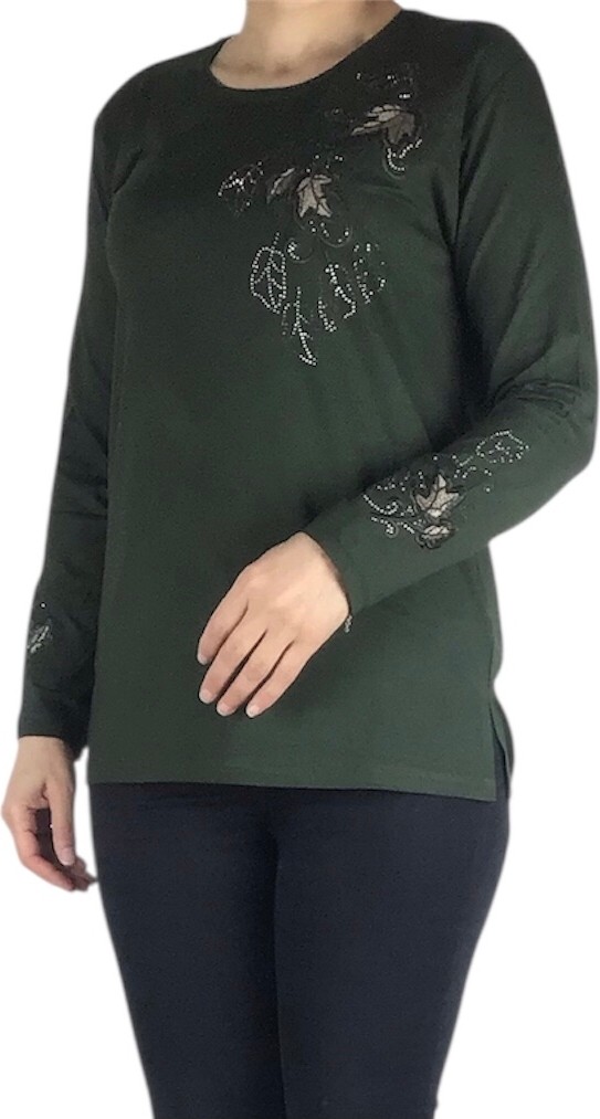 Ece Giyim Kadın Önü ve Kolları Işlemeli ve Taşlı Bluz görsel 7