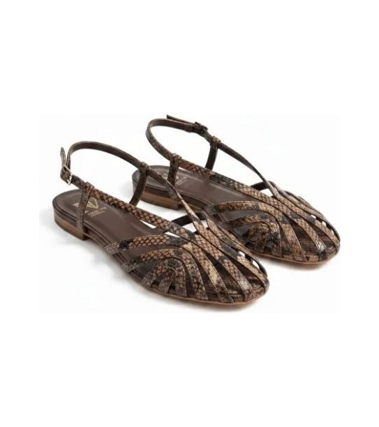 Ne&Ve Shoes Altın Deri Biye Kadın Günlük Sandalet görsel 5