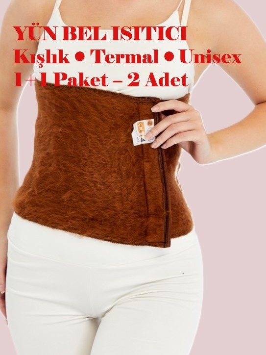 FitOnly Bel Korseleri Kışlık Termal İnceltici Yün Malzeme 1+1 Paket 2 Adet Kahverengi görsel 6
