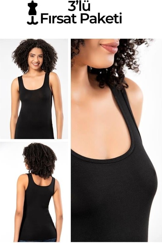 Yade Fashion Kadın Askılı Atlet 3’lü Set %95 Viskon Kumaş İnce Askılı Tasarım XL Beden Yazlık Rahat Kullanım görsel 7