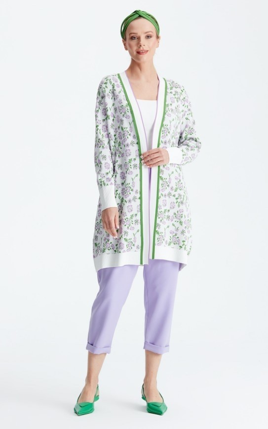 Belirtilmemiş 21161 Çiçek Desenli Rayon Hırka görsel 3
