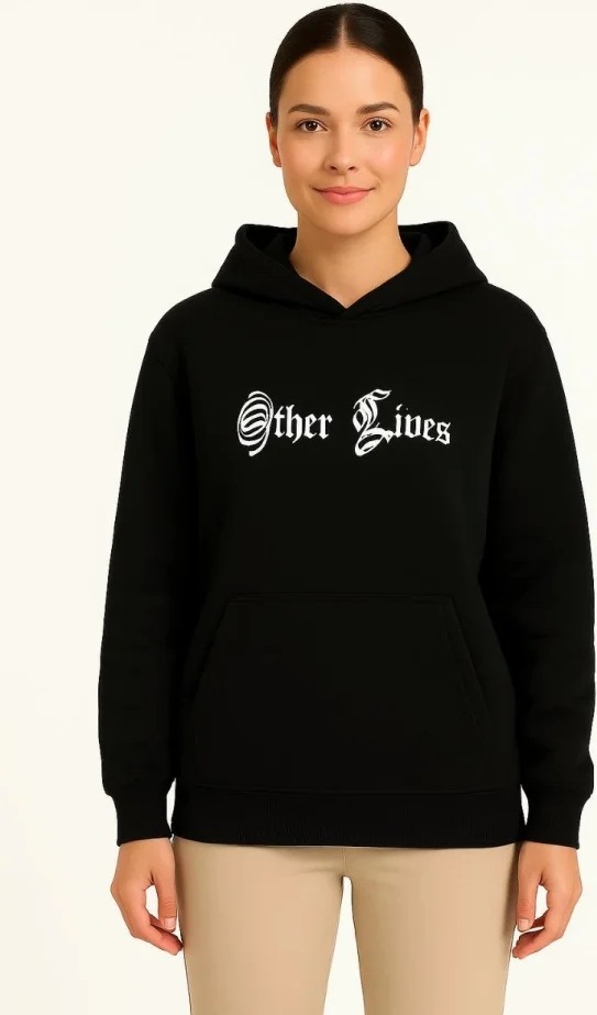 Üç Iplik Kapşonlu Ön ve Arka Baskılı Sweatshirt Hoodie- Siyah görsel 3