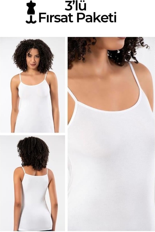 Yade Fashion Kadın Askılı Atlet 3’lü Set %95 Viskon Yumuşak Kumaş İnce Askılı Rahat Kalıp görsel 7