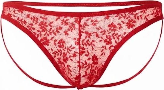 İkikareshop Seksi Dantelli Arkası Açık Seksi Kırmızı Erkek Külot