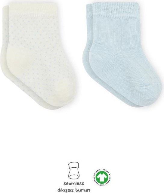 Akıllı Bayi Puan Derby Penye Soket Çorap 2'li BS10103 Mavi Ekru
