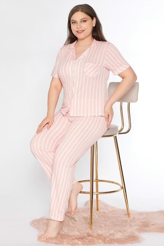 Alperi Boydan Battal Kısa Kol Pijama Takımı B780-25 görsel 6