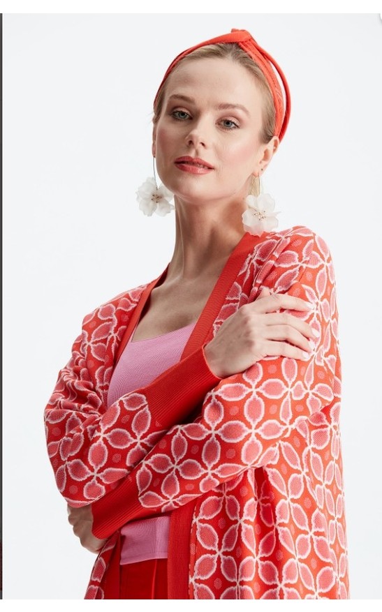 Belirtilmemiş 21190 Desenli Rayon Hırka görsel 8