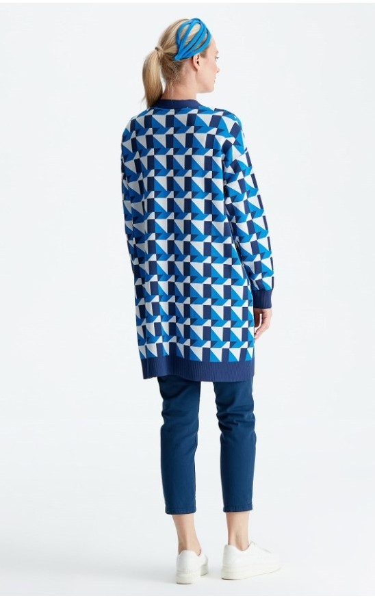 Belirtilmemiş 21153 Geometrik Desenli Rayon Hırka görsel 2