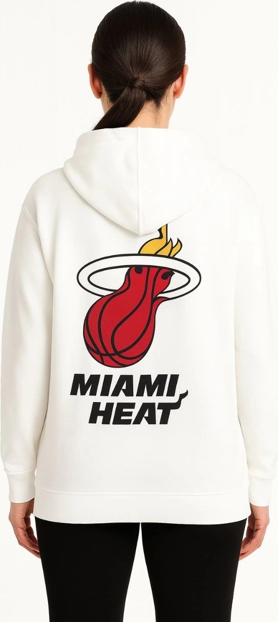 Tarz Yeri Kadın Kapüşonlu Kanguru Cepli Sweatshirt 3 Iplik Pamuklu Baskılı Hoodie - Beyaz görsel 3