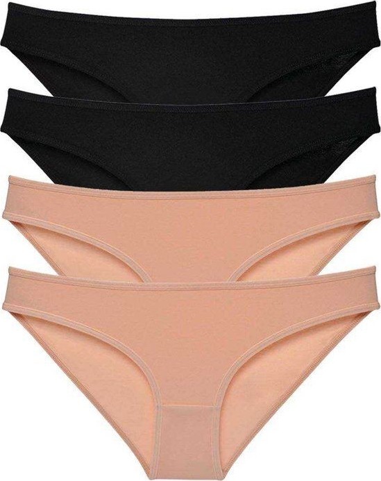 Kuzgun Ticaret 4 Adet Süper Eko Set Likralı Kadın Slip Külot Siyah Ten