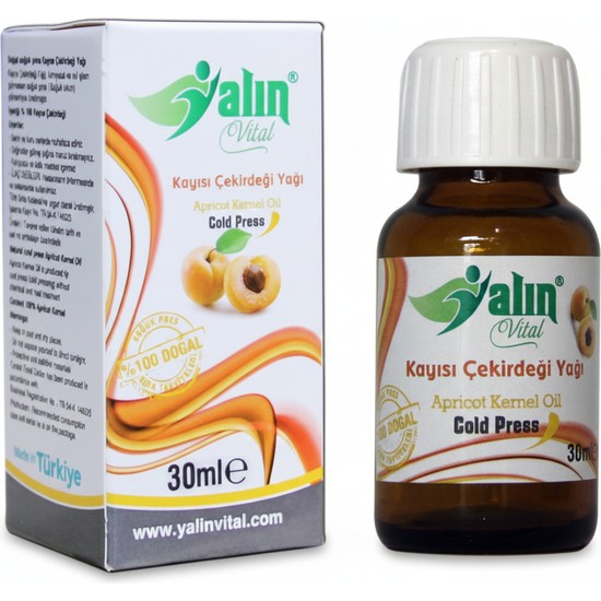 Yalın Vital Kayısı Çekirdeği Yağı 30 ml | %100 Saf ve Doğal Soğuk Sıkım ( Cam Damlalık Hediyeli )