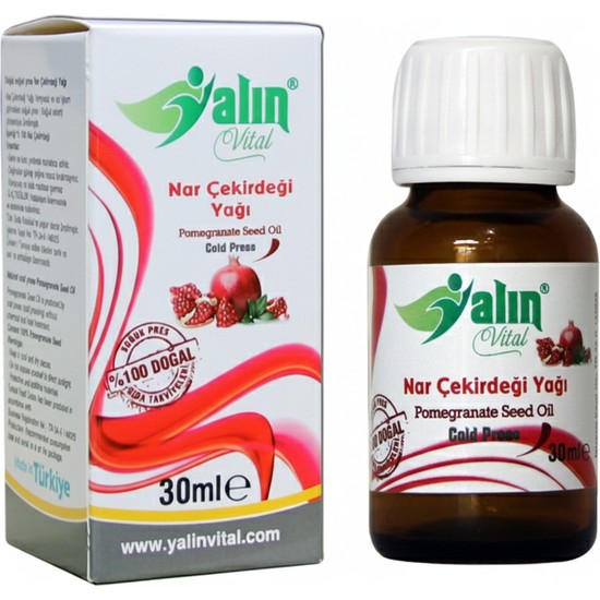 Yalın Vital Nar Çekirdeği Yağı 30 ml | %100 Saf ve Doğal Soğuk Sıkım ( Cam Damlalık Hediyeli )