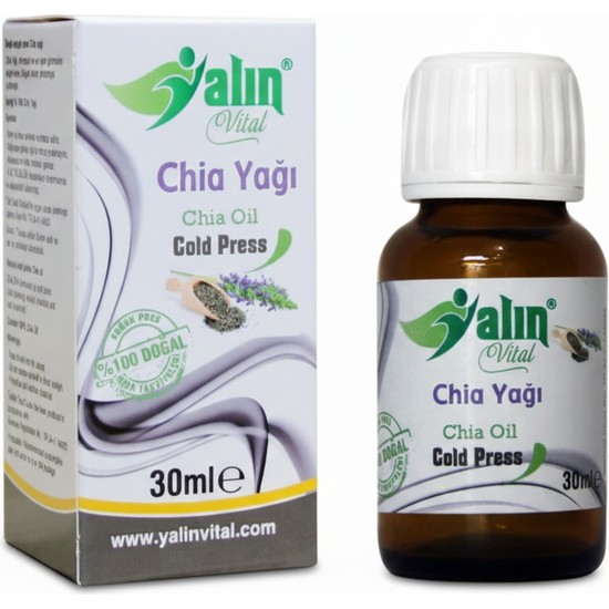 Yalın Vital Chia Yağı 30 ml | %100 Saf ve Doğal Soğuk Sıkım ( Cam Damlalık Hediyeli )
