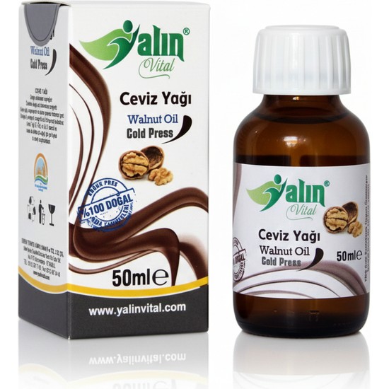 Yalın Vital Ceviz Yağı 50 ml | %100 Saf ve Doğal Soğuk Sıkım ( Cam Damlalık Hediyeli )