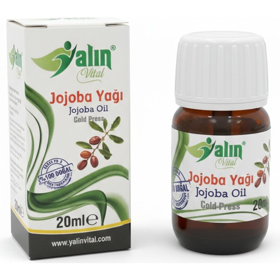 Yalın Vital Jojoba Yağı 20 ml | %100 Saf ve Doğal Soğuk Sıkım ( Cam Damlalık Hediyeli )
