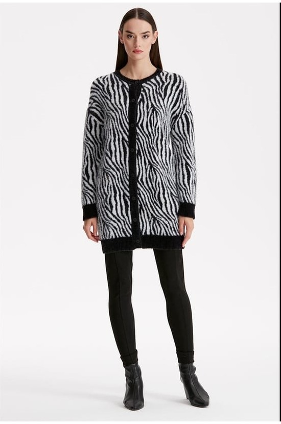 Belirtilmemiş 21283 Zebra Desenli Triko Hırka görsel 2