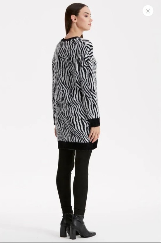 Belirtilmemiş 21283 Zebra Desenli Triko Hırka görsel 3