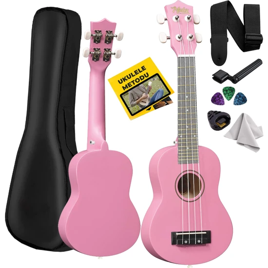 Midex UKX-233PK Pembe Concert Ukulele (Askı Çanta Metod Pena)