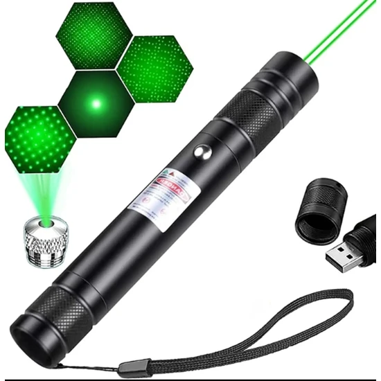 Ultra Kaliteli Uzun Menzilli USB Şarjlı Yeşil Lazer- Kedi Oyuncağı Lazeri