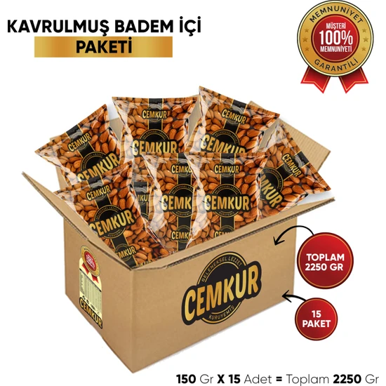 Cemkur Kuruyemiş Kavrulmuş Badem İçi 150 gr  x 15 Adet