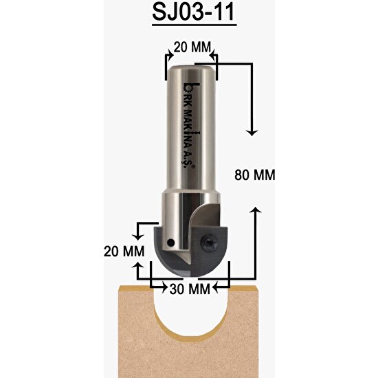 Brk 30 mm Küre Sap Değiştirilebilir Jiletli SJ0311 Freze