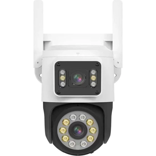Qasul T Lensli Güvenlik Kamerası Çift Ekran 2k Hd Kablosuz Güvenlik Wifi Kamera, Ptz Otomatik Takip ile Iç ve Dış Mekan Için 355°VIEW Hareket Algılama Uyarıları Iki Yönlü Ses Su Geçirmez IP66