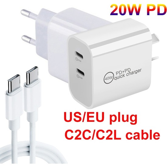 Pasty Çift Usb C Duvar Şarj Cihazı 40w Hızlı Şarj Bloğu Pd Fiyatı 2608