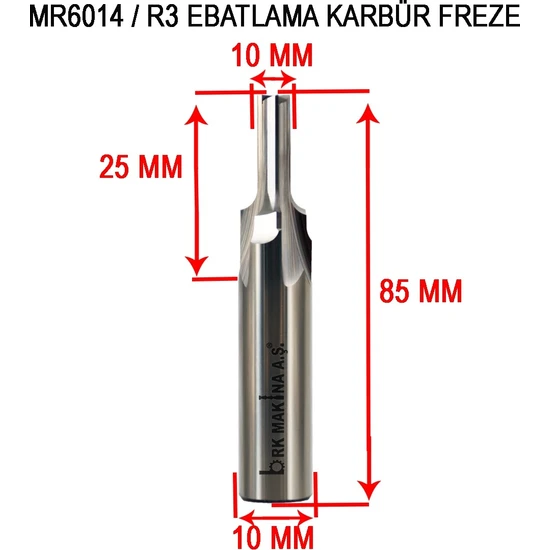 Brk 6 mm R3 Ebatlama Karbür Freze Bıçağı