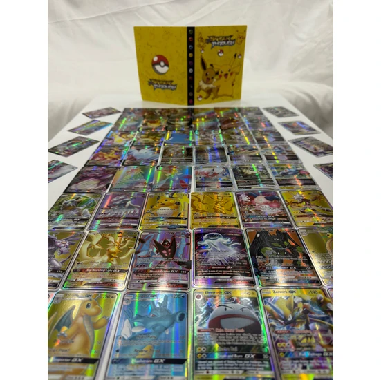 Abetto Market Pokemon Gx, Vmax ve Vstar Yeni Seri Özel Parlak Kart 100 Adet Pokemon Kart ve Pokemon Kart Albüm