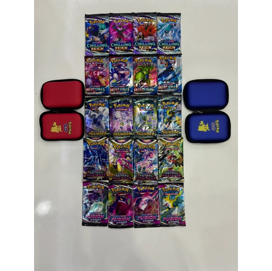 Abetto Market Pokemon Oyun Kartı 5 Set Bir Arada Toplam 20 Paket Pokemon Kart ve 2 Adet Pokemon Kart Çantası