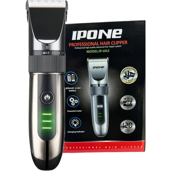Ipone 1012 Profesyonel Seramik Dişli Saç Sakal Ense Düzeltme Tıraş Makinesi Kuaför Tercihi USB Şarjlı