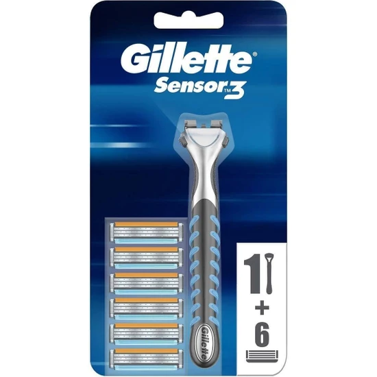 Gillette Sensor3 Tıraş Makinesi + 6 Yedek Tıraş Bıçağı