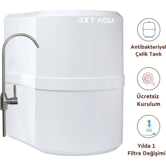Oxy Aqua 15 Aşamalı Ph+ Alkali Mineral ve Detoks Filtreli Nsf Onaylı Çelik Su Tanklı Su Arıtma Cihazı