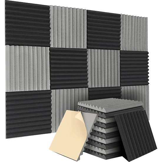 KingKuee 12'li Paket Kendinden Yapışkanlı Akustik Paneller, 12X12X1 Inç Ses Geçirmez Köpük Paneller, Ses Geçirmez Duvar Panelleri Stüdyo (Yurt Dışından)