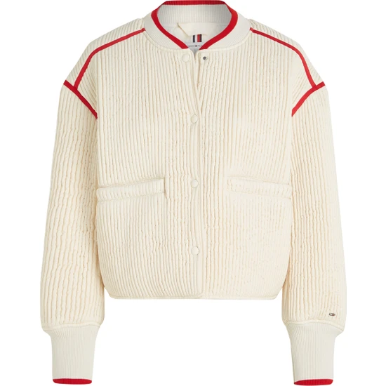 Tommy Hilfiger Normal Bej Kadın Ceket Lıne Quılted Padded Bomber