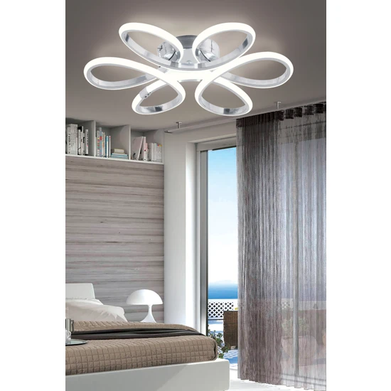 Dekorluna Alis Modern Krom Plafonyer Tavana Sıfır Beyaz Işık Salon Mutfak Yatak Odası LED Avize