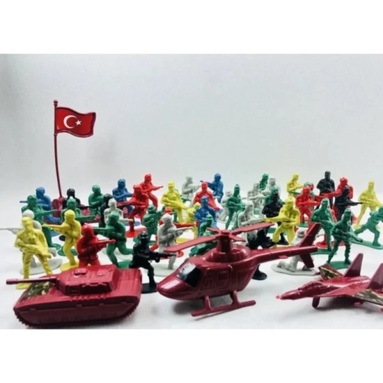 Numaca Türk Askeri Oyuncak Figür Seti Tam 58 Parça Kara Hava Kuvvetleri ve Komando Asker Seti Helikopterli