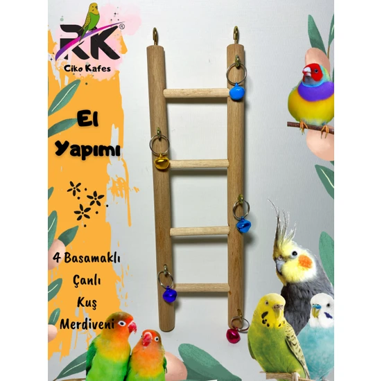 Ciko Kafes 4 Basamaklı Çanlı Eğlenceli Kuş Merdiveni