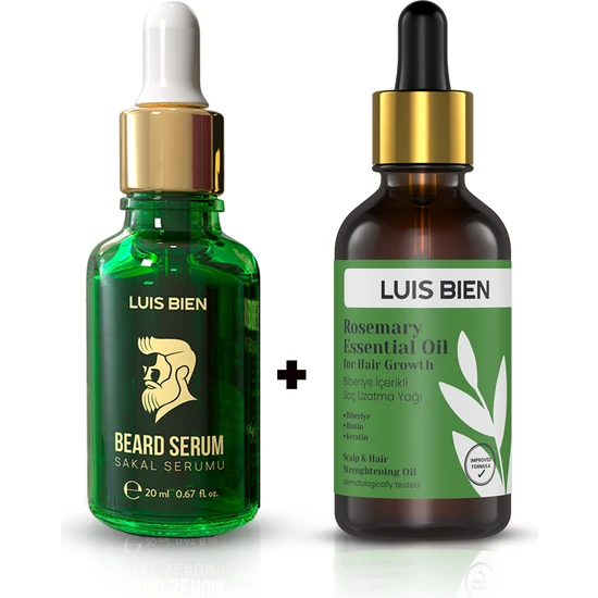 Luis Bien Biberiye Yağı & Sakal Serumu - Sağlıklı Uzayan Saç & Sakal Bakım Seti