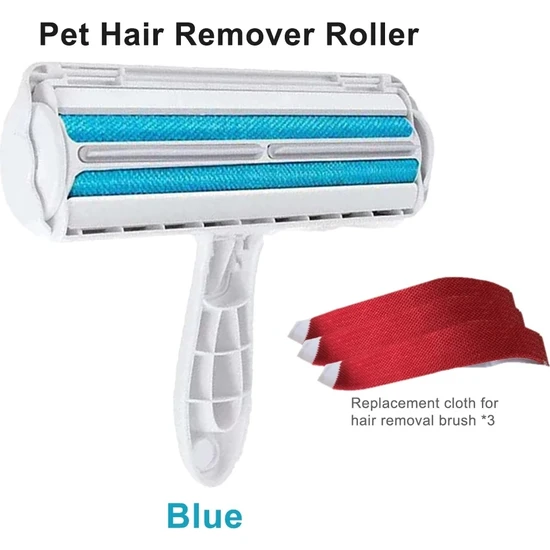 Zhaowen Shop Mavi ve Değiştirme Stili Pet Hair Roller Remover Lint Brush 2-Way Dog Cat Comb Tool Convenient Cleaning Dog Cat Fur Brush Base Home Furniture Sofa Clothe (Yurt Dışından)