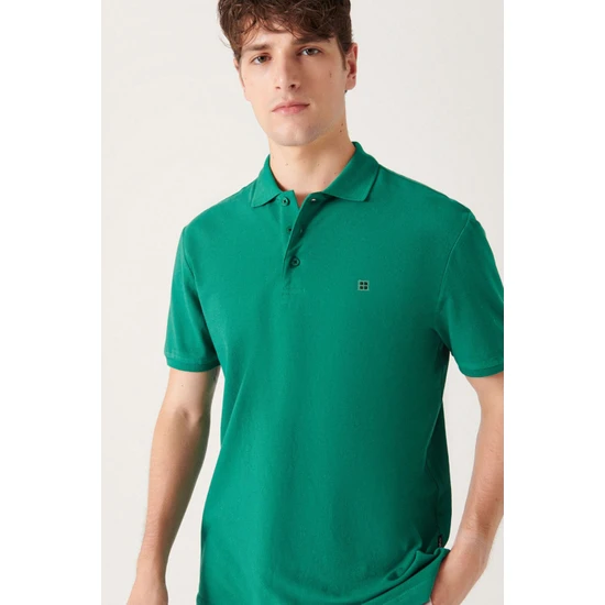 Avva Erkek Yeşil %100 Pamuk Serin Tutan Regular Fit Polo Yaka T-shirt E001004