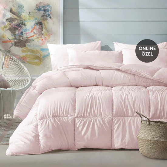Yataş Bedding Macaron Çift Kişilik Yorgan - Yastık Set - Pembe