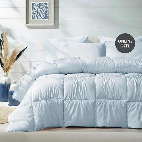 Yataş Bedding Macaron Çift Kişilik Yorgan - Yastık Set - Mavi