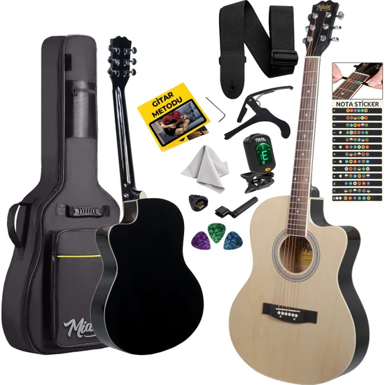 Midex XC-200NT Kesik Kasa Profesyonel Akustik Gitar 4/4 Yetişkin Üst Segment (Gigbag Çanta Tuner Capo Askı Pena)