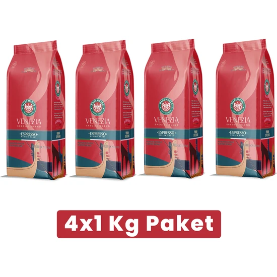 Espresso Venezia Blend (ÇEKİRDEK VEYA ÖĞÜTÜLMÜŞ) Kahve 4X1 Kg Paket