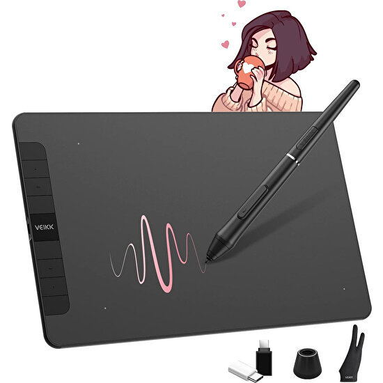 Veikk VK1060 10X6 6 Kısayol Tuşlu Sağ/sol El Uyumlu Grafik Tablet+Kalem